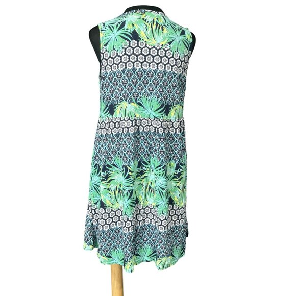 Old Navy Womens Tropical Sleeveless Keyhole Dress M Rayon - Picture 3 of 7